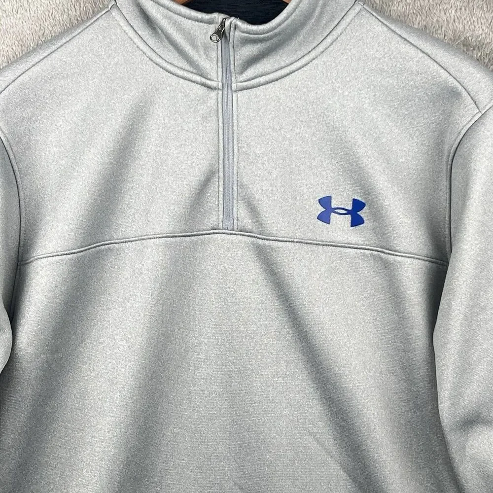 Under Armour UA 1/4 Zip Pullover Sweatshirt Men's Large Gray‎ Mock Neck Active